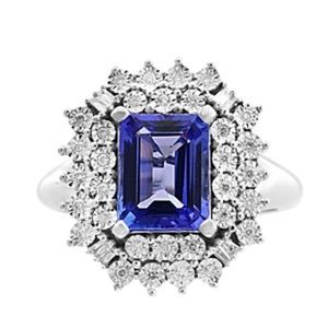 EFFY Fabulous Bright Purple 2.30ct Tanzanite & Fiery Diamond 14k White Gold Ring